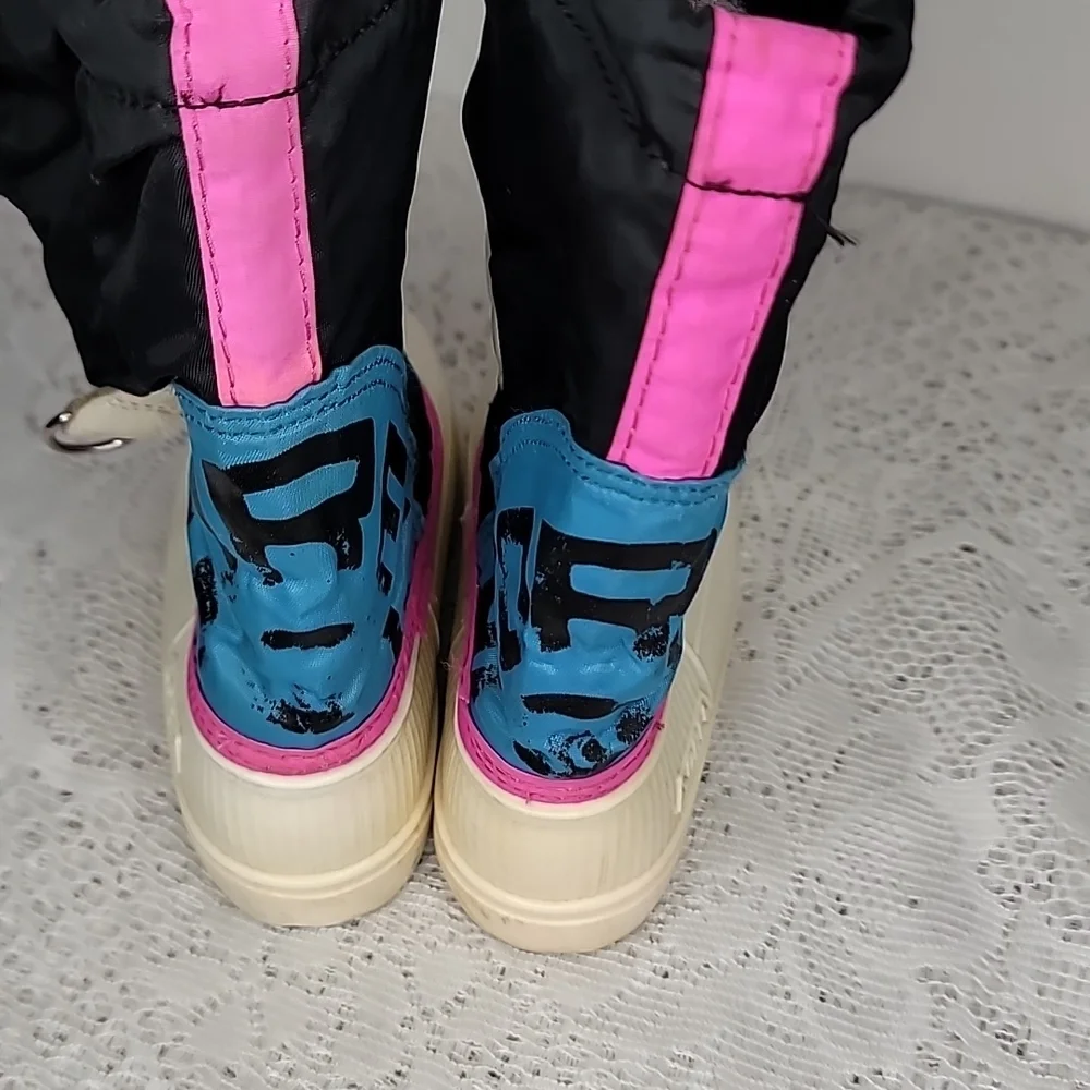 Sorel toddler pull on blue pink winter snow boots sz 8 toddler